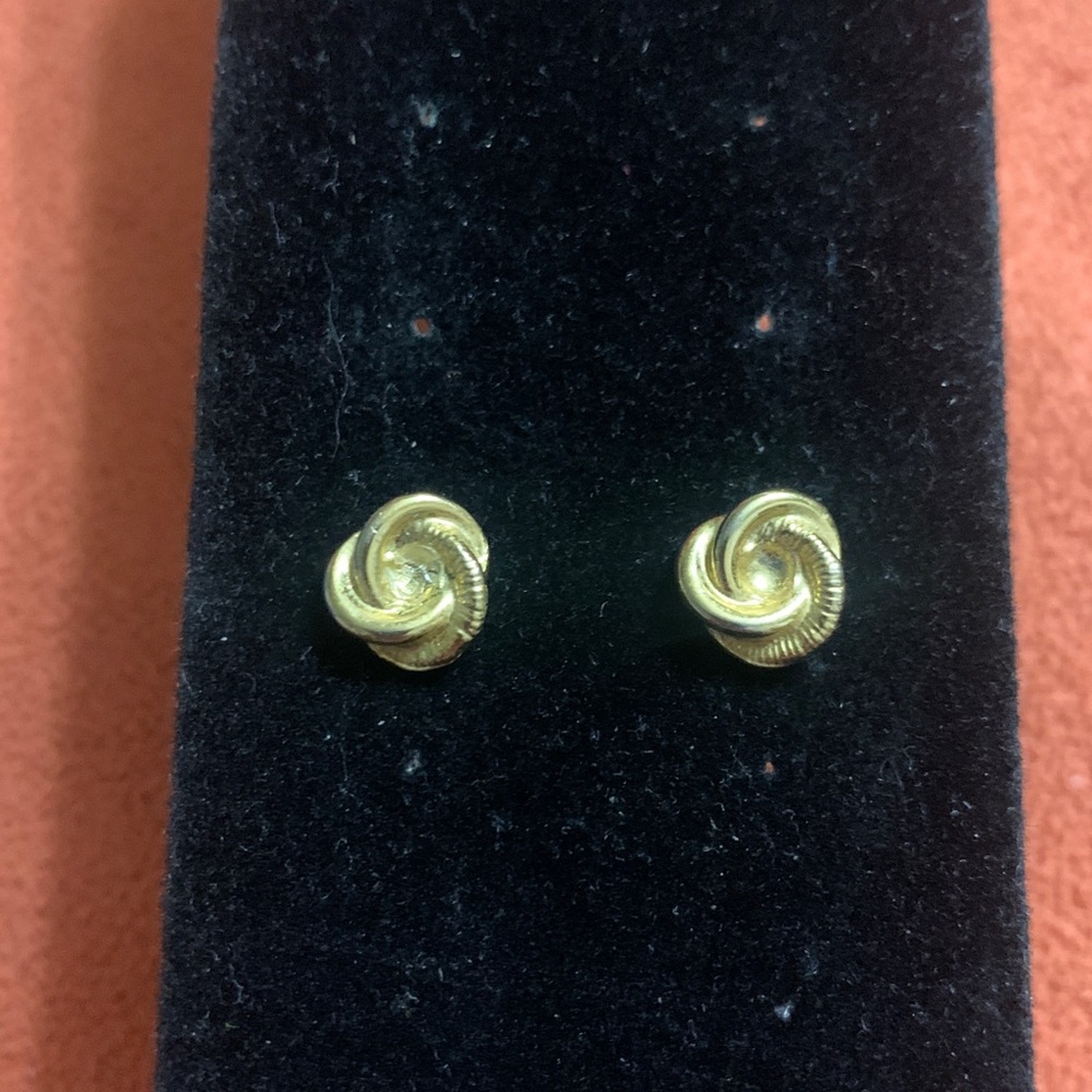 Gold love knot post earrings